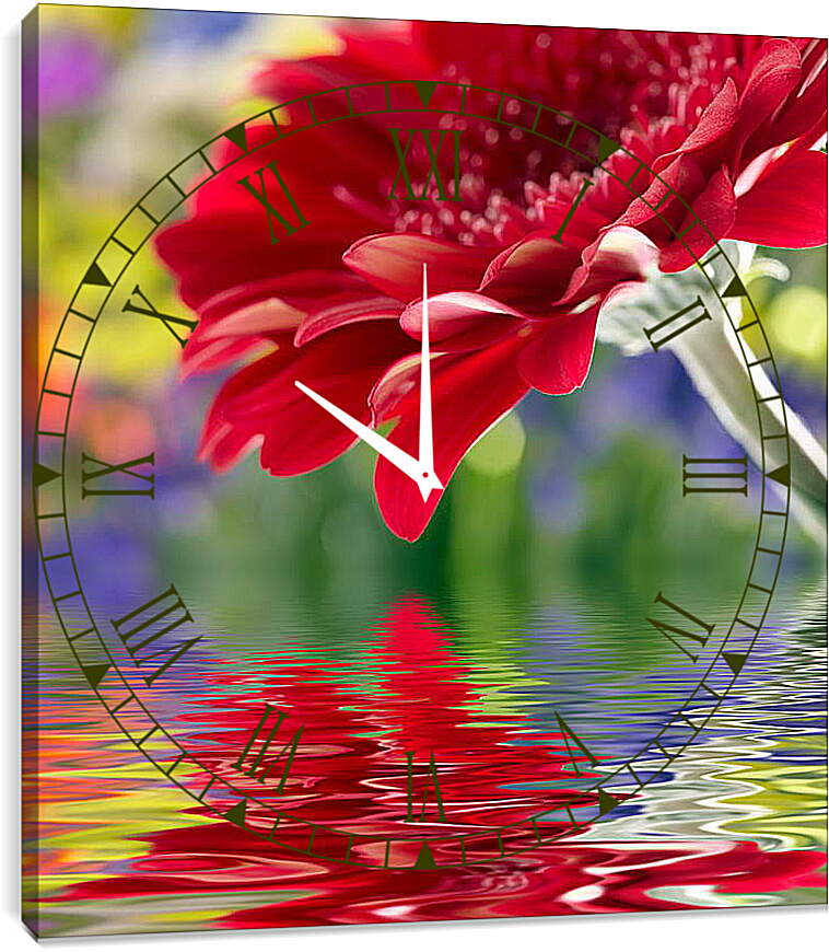 Часы картина - Отражение цветка
