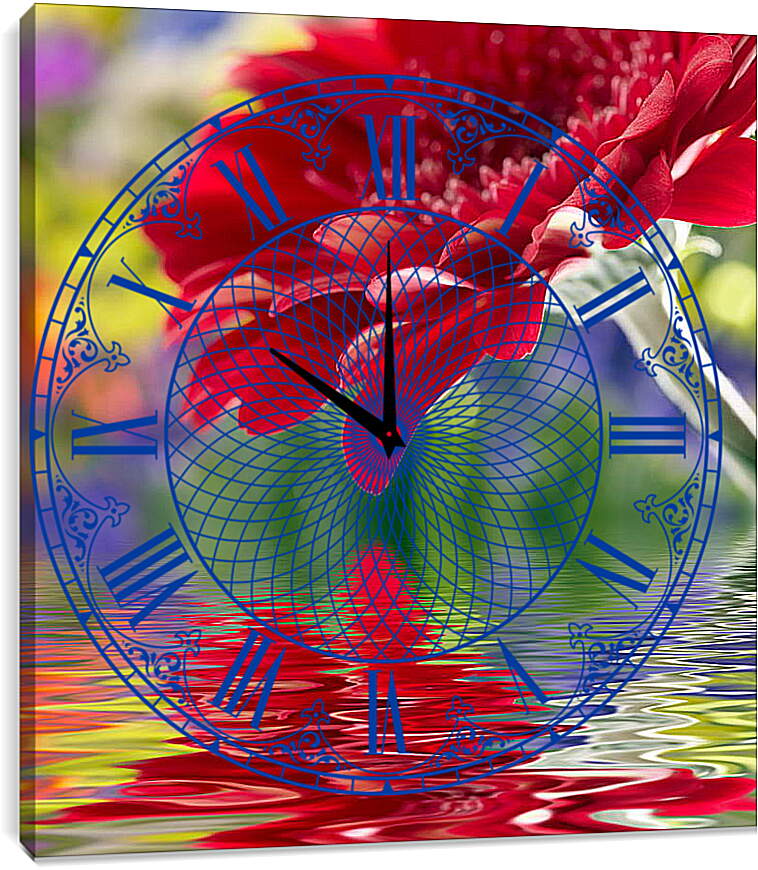 Часы картина - Отражение цветка
