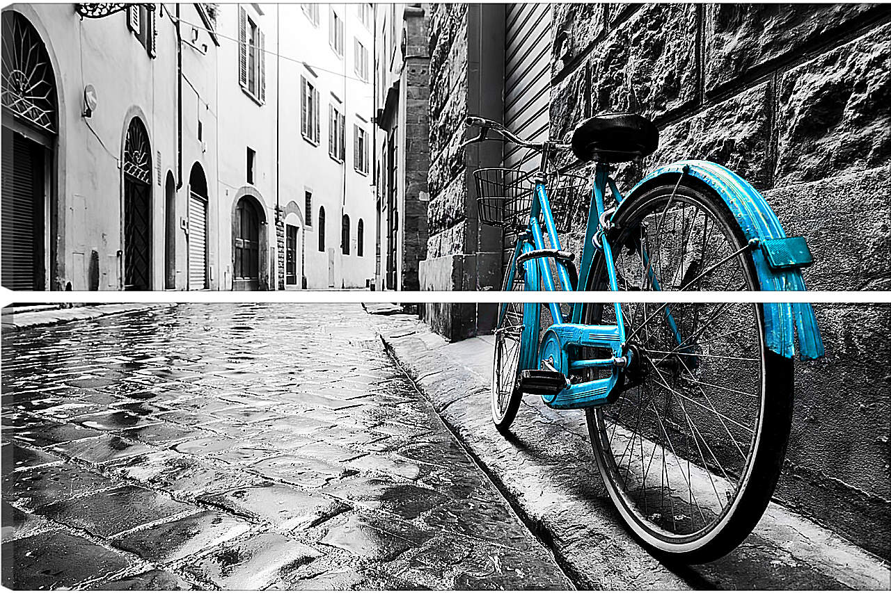 Модульная картина - Флоренция, голубой велосипед