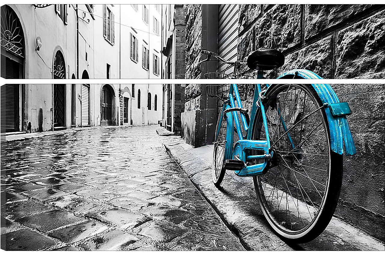 Модульная картина - Флоренция, голубой велосипед