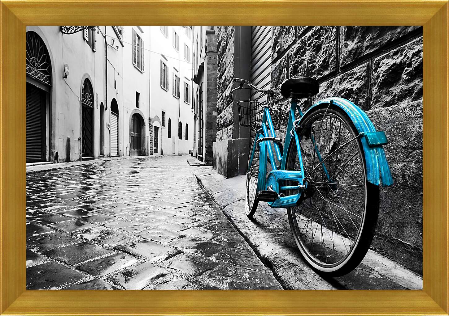 Картина в раме - Флоренция, голубой велосипед