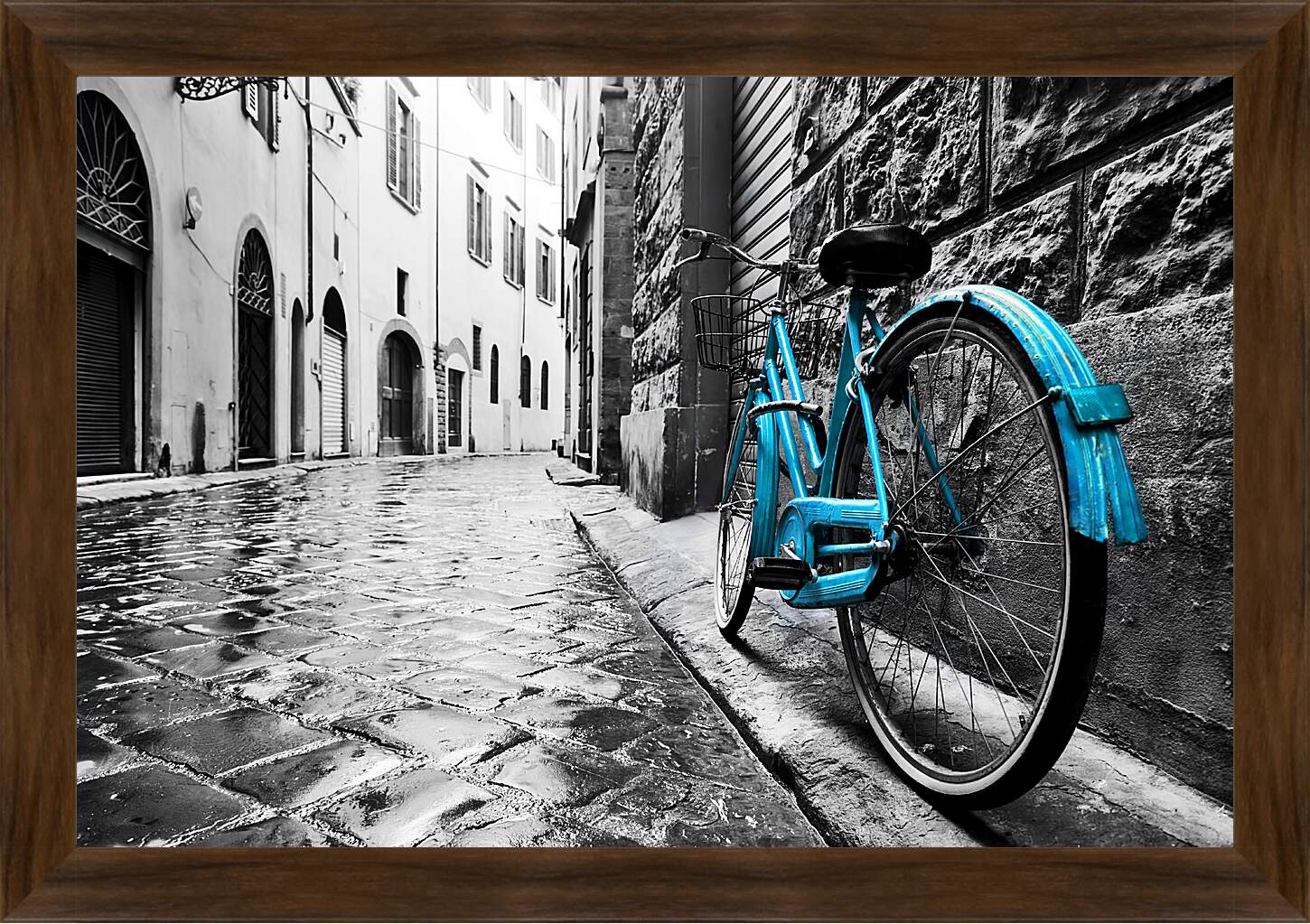 Картина в раме - Флоренция, голубой велосипед