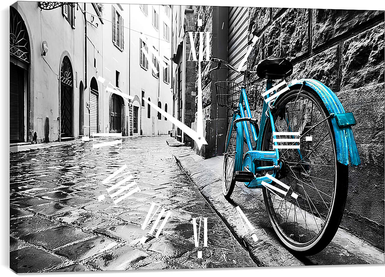 Часы картина - Флоренция, голубой велосипед