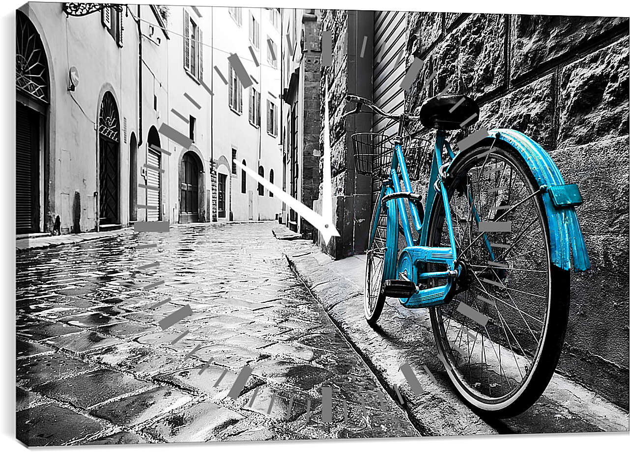 Часы картина - Флоренция, голубой велосипед