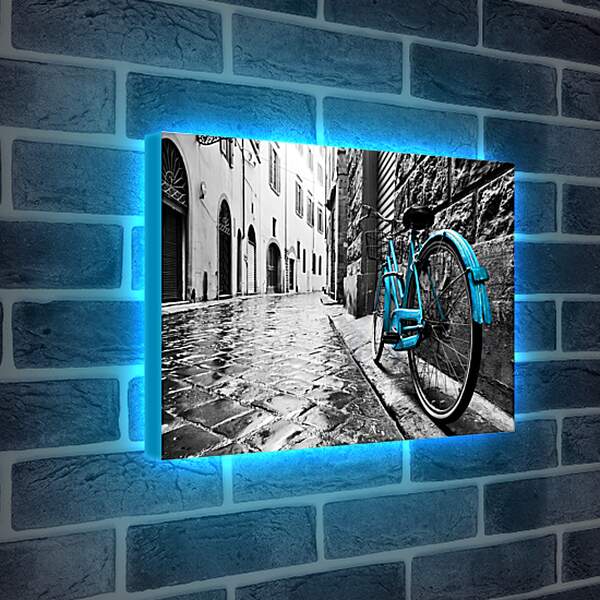 Лайтбокс световая панель - Флоренция, голубой велосипед