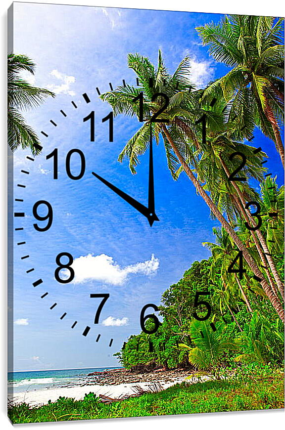Часы картина - Пальмы на пляже
