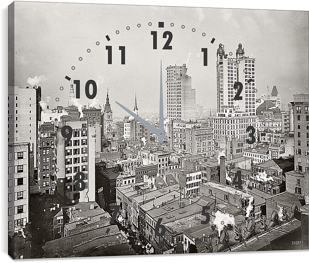 Часы картина - Парк-Роу 30-х годов