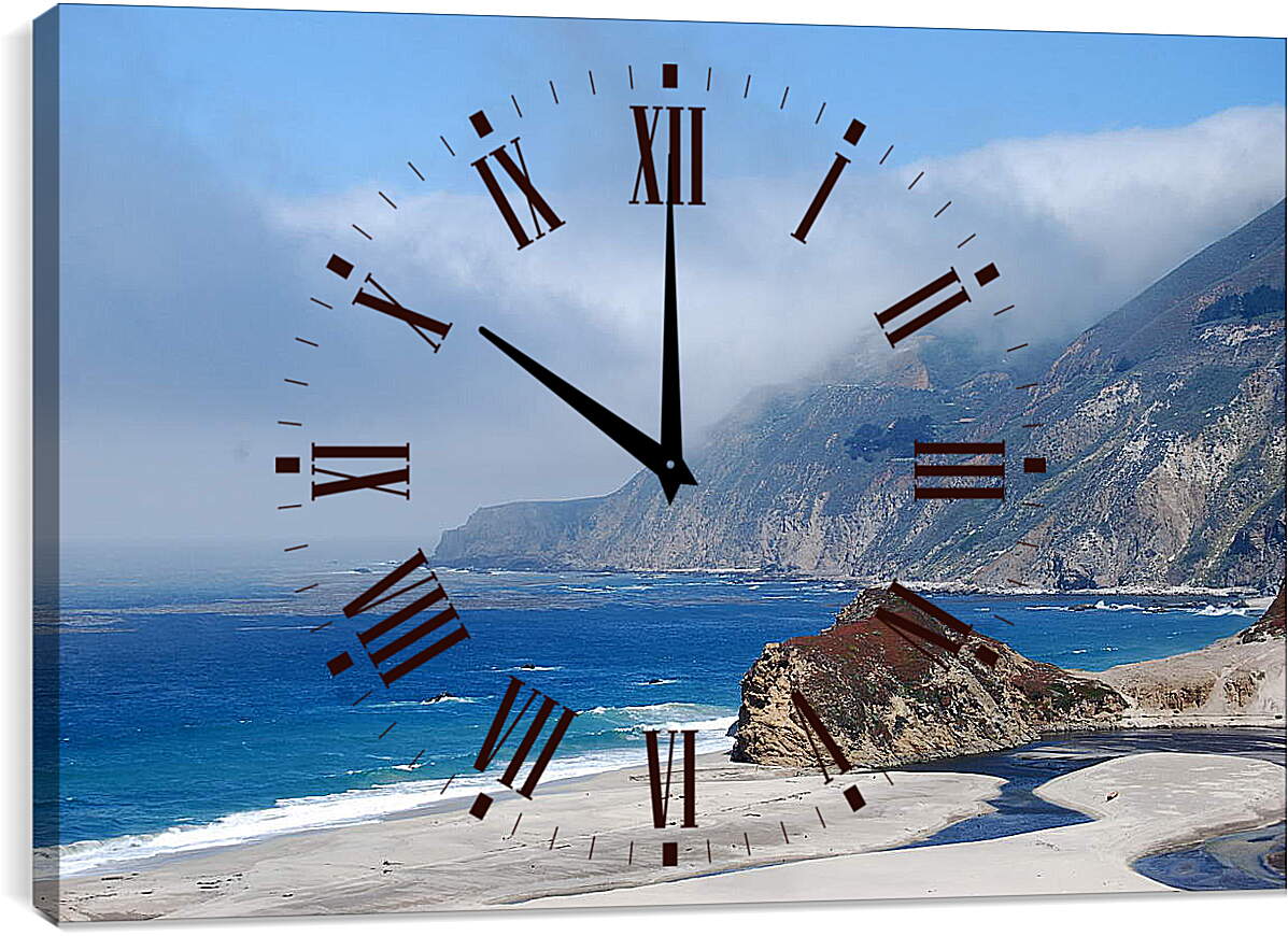 Часы картина - Туманный пляж
