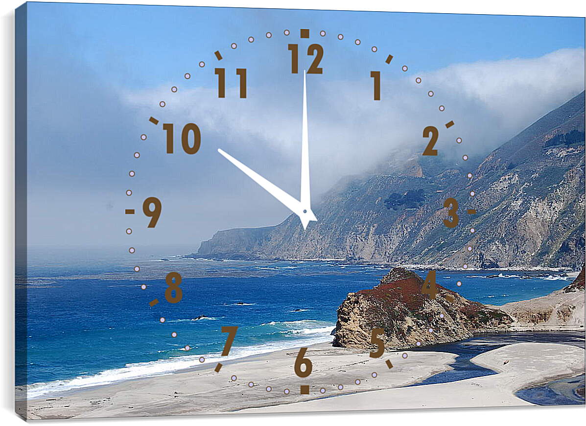 Часы картина - Туманный пляж
