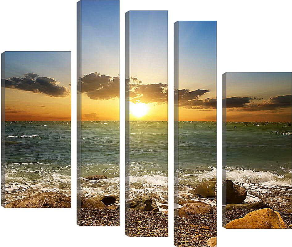 Модульная картина - Закат на пляже
