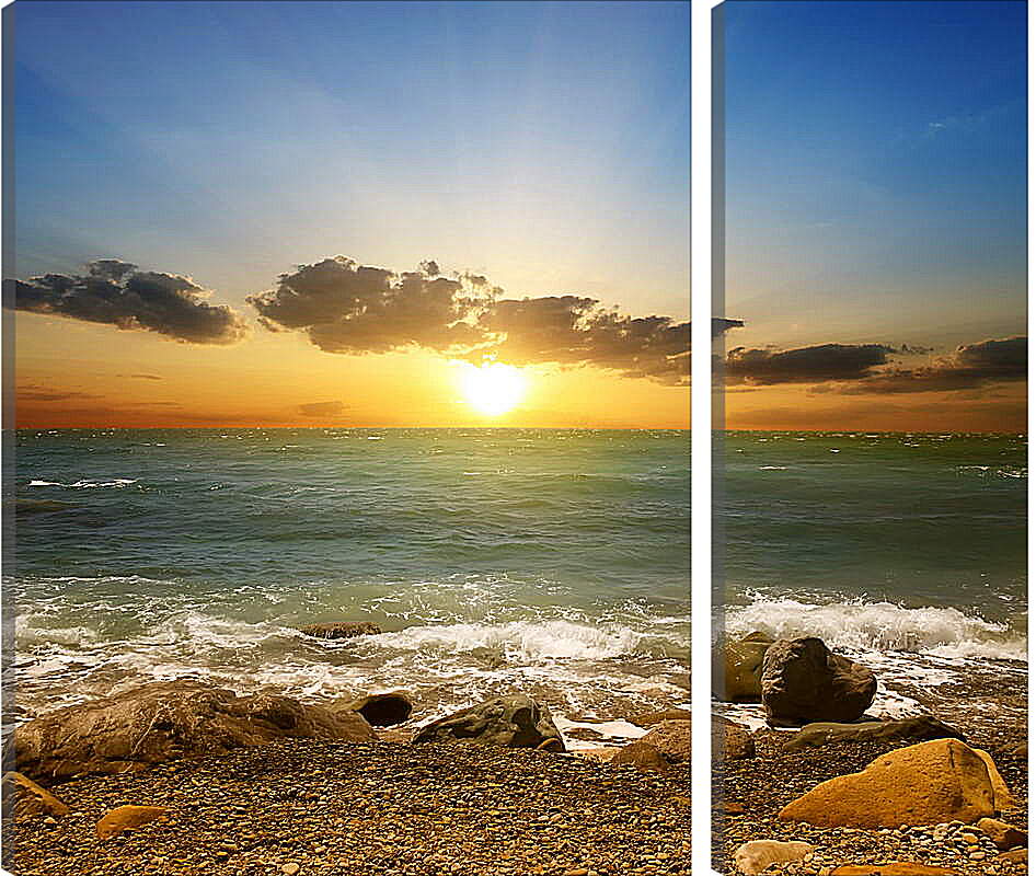 Модульная картина - Закат на пляже
