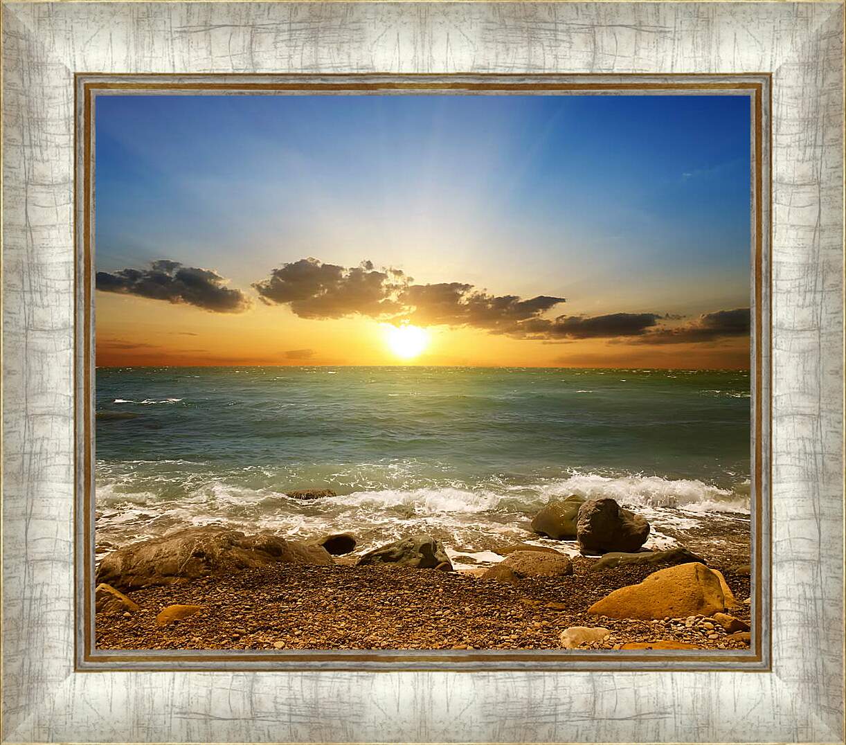 Картина в раме - Закат на пляже
