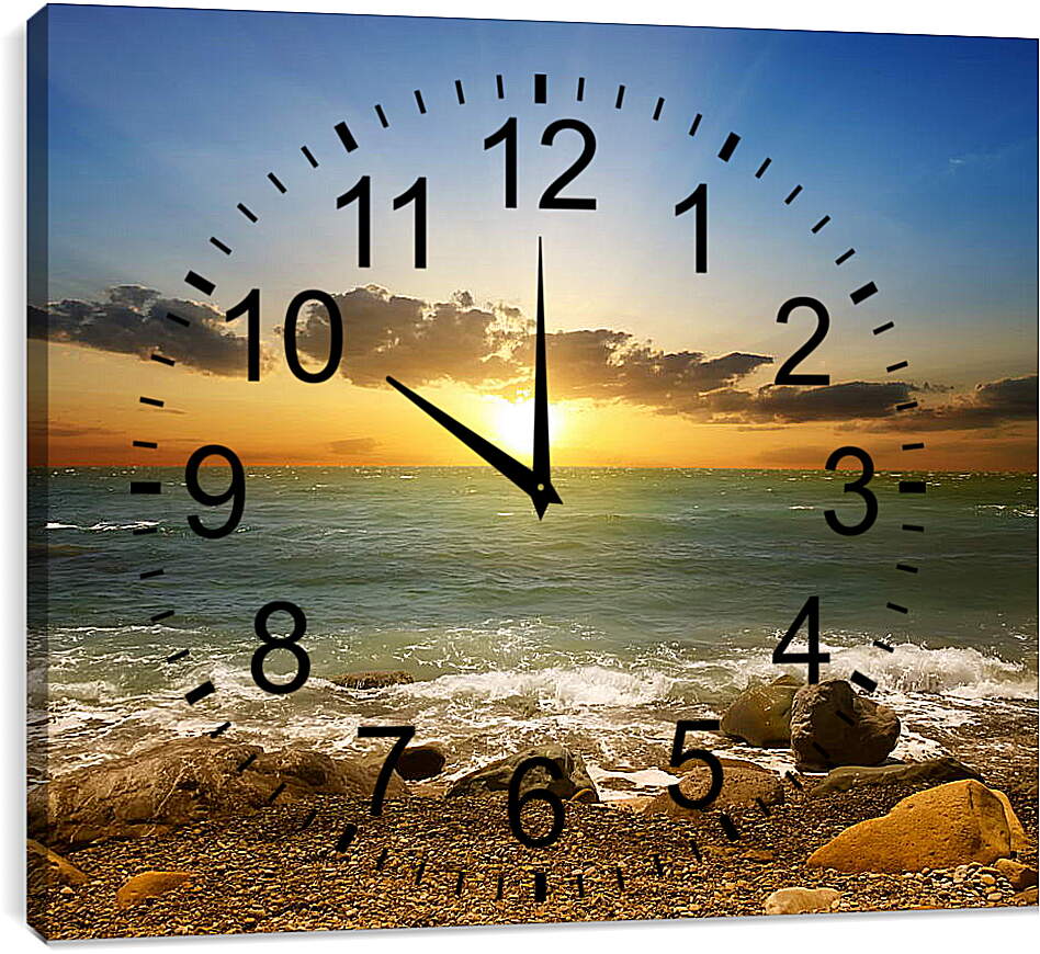 Часы картина - Закат на пляже
