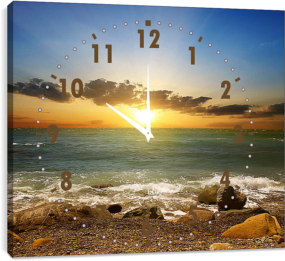 Часы картина - Закат на пляже
