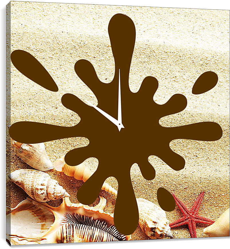 Часы картина - Красная звезда на песке
