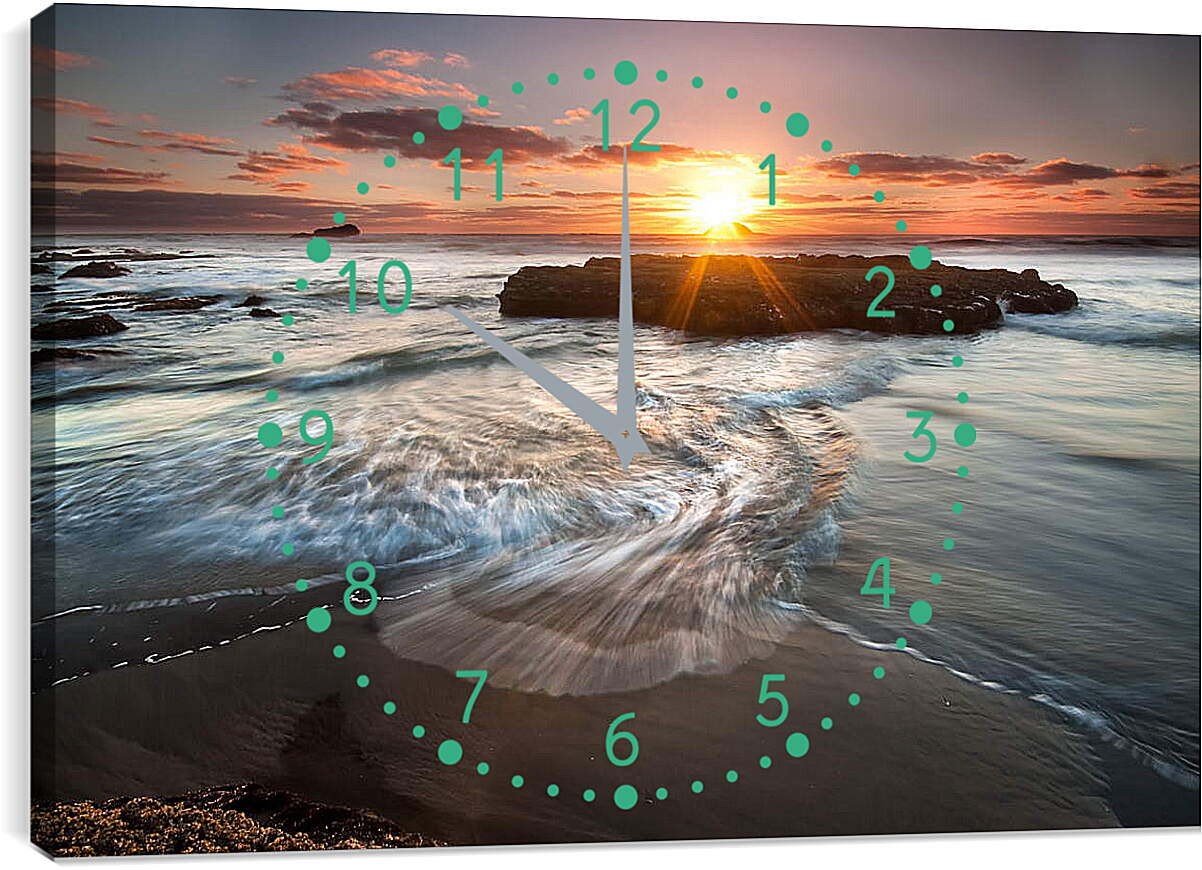 Часы картина - Островок на закате
