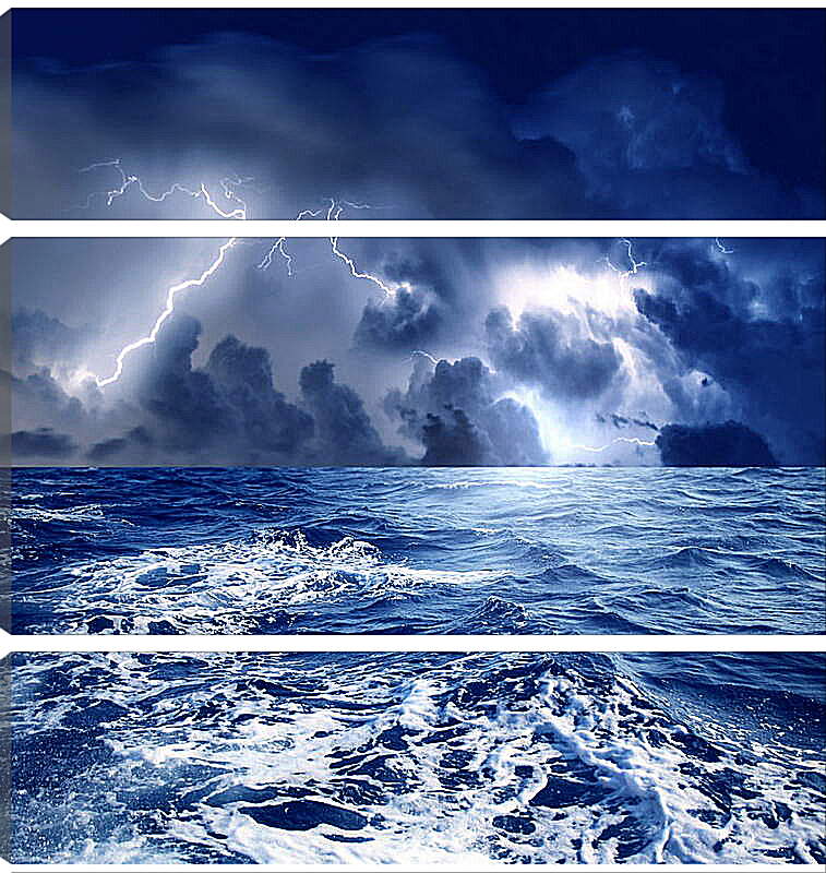 Модульная картина - Молнии на море
