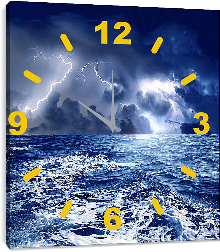 Часы картина - Молнии на море
