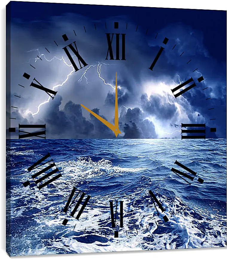 Часы картина - Молнии на море
