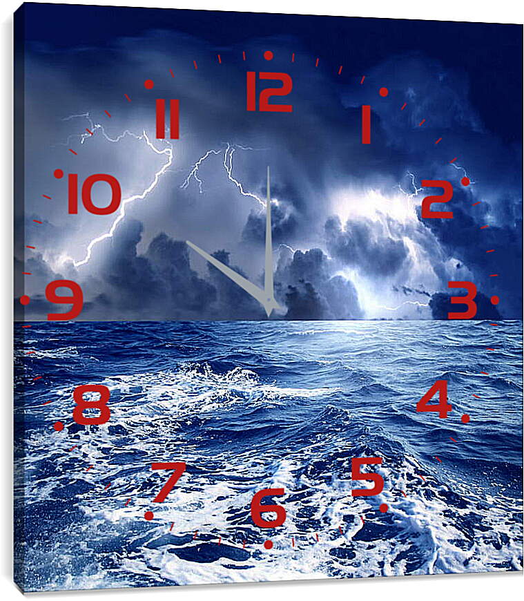 Часы картина - Молнии на море
