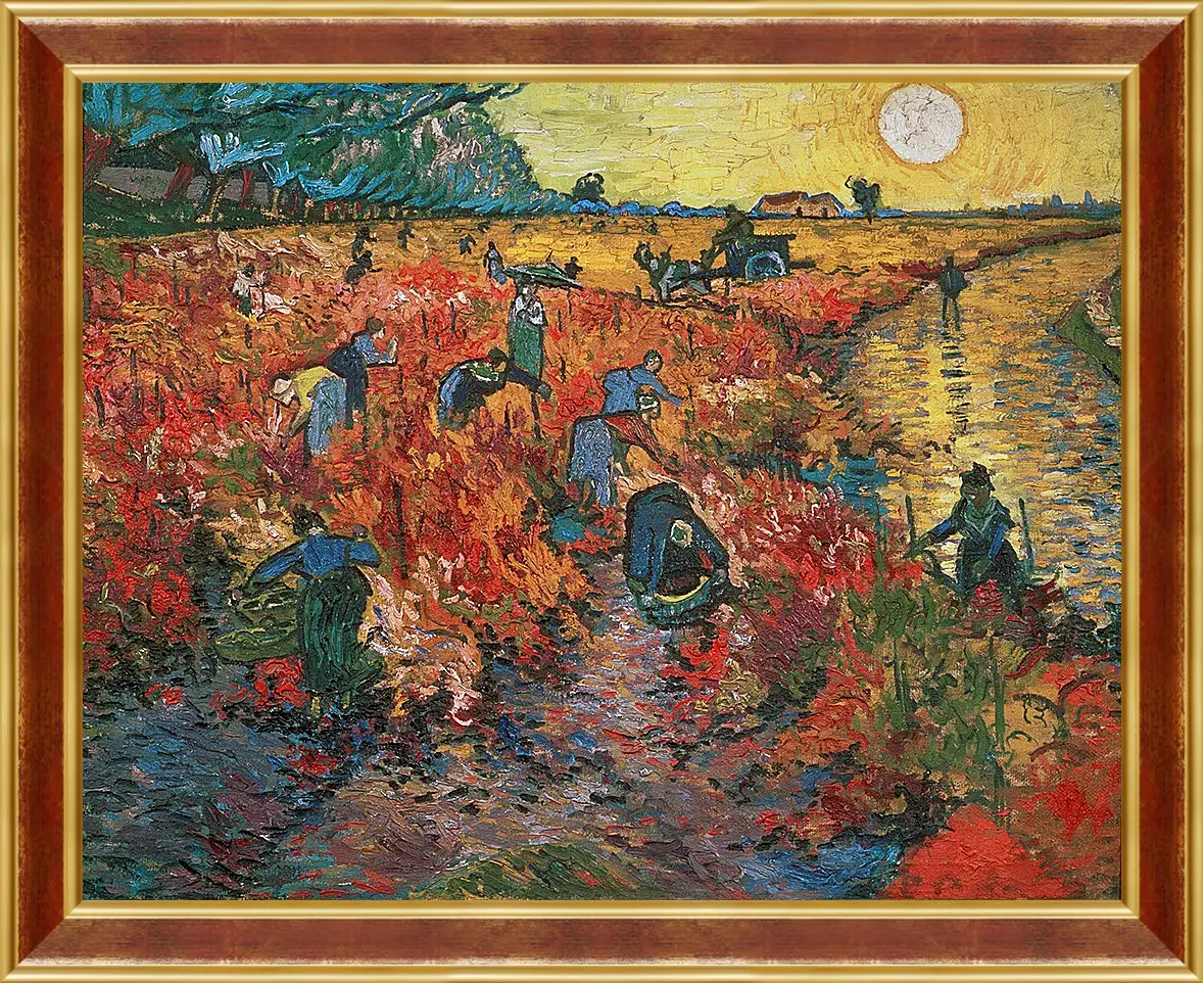 Картина в раме - Red Vineyards at Arles (Красные виноградники в Арли). Винсент Ван Гог