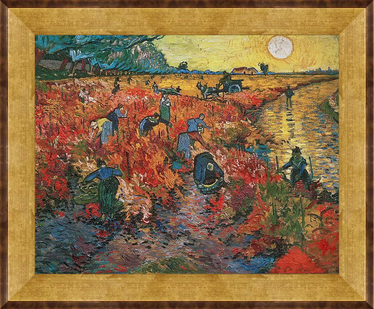 Картина в раме - Red Vineyards at Arles (Красные виноградники в Арли). Винсент Ван Гог