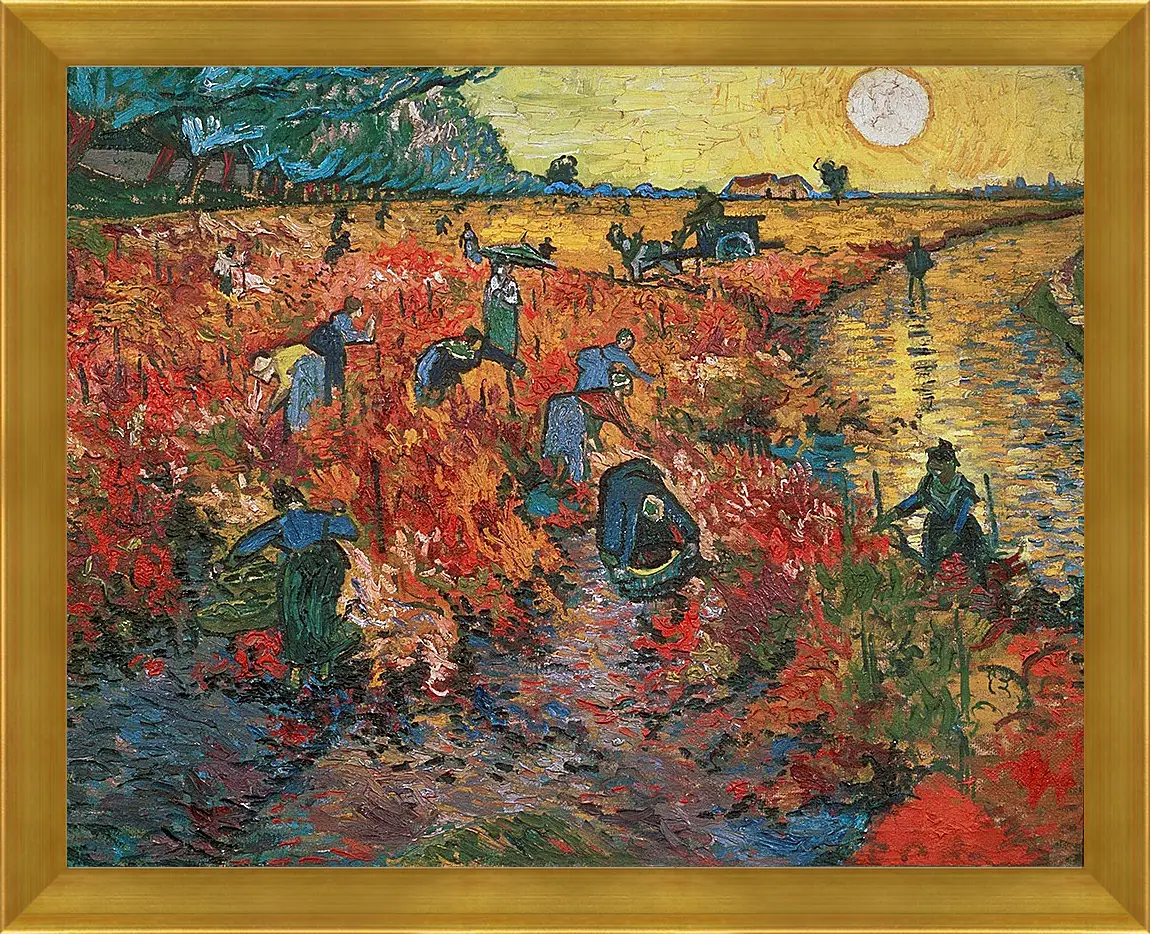 Картина в раме - Red Vineyards at Arles (Красные виноградники в Арли). Винсент Ван Гог