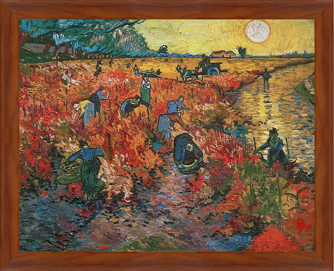 Картина в раме - Red Vineyards at Arles (Красные виноградники в Арли). Винсент Ван Гог