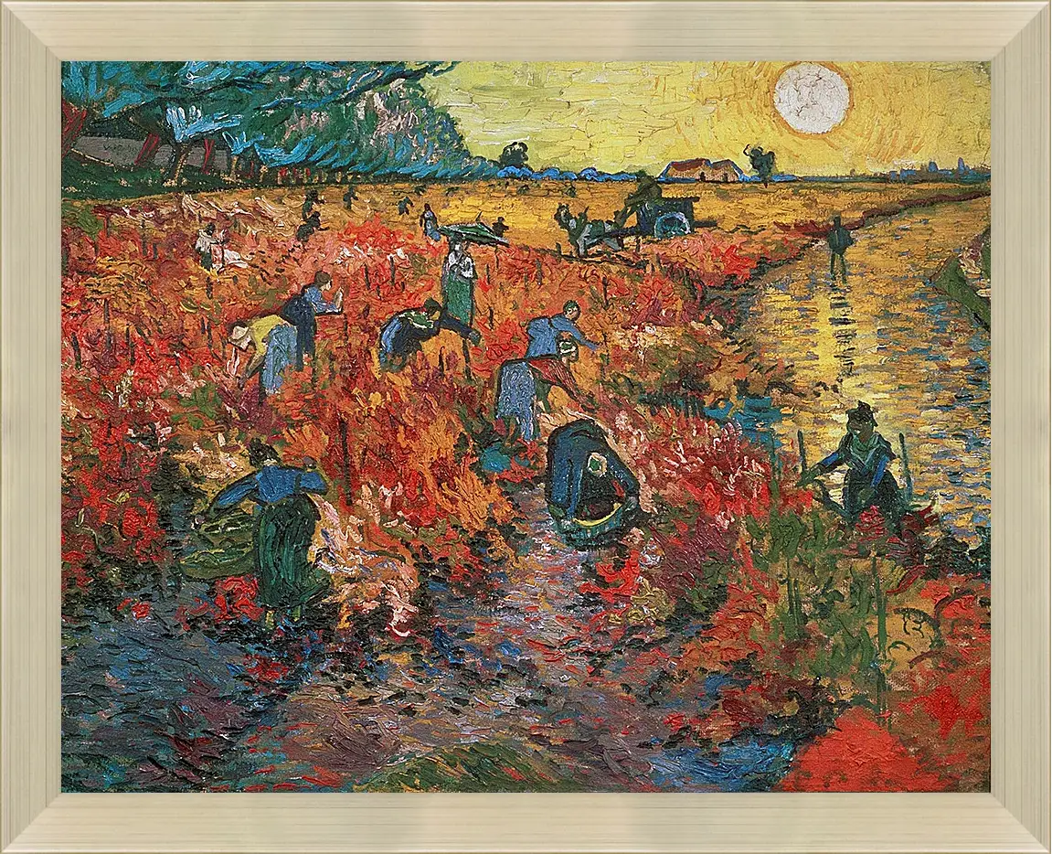 Картина в раме - Red Vineyards at Arles (Красные виноградники в Арли). Винсент Ван Гог