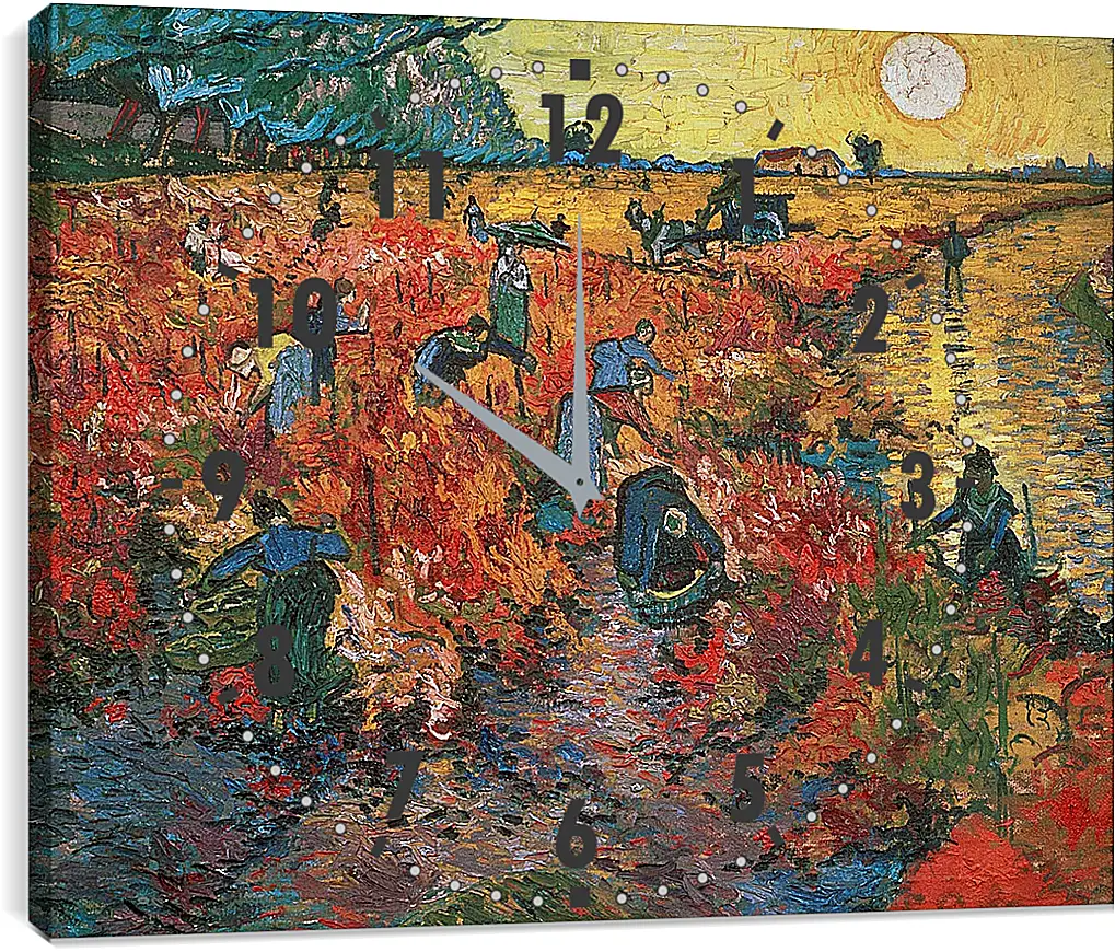 Часы картина - Red Vineyards at Arles (Красные виноградники в Арли). Винсент Ван Гог