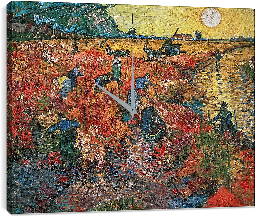 Часы картина - Red Vineyards at Arles (Красные виноградники в Арли). Винсент Ван Гог