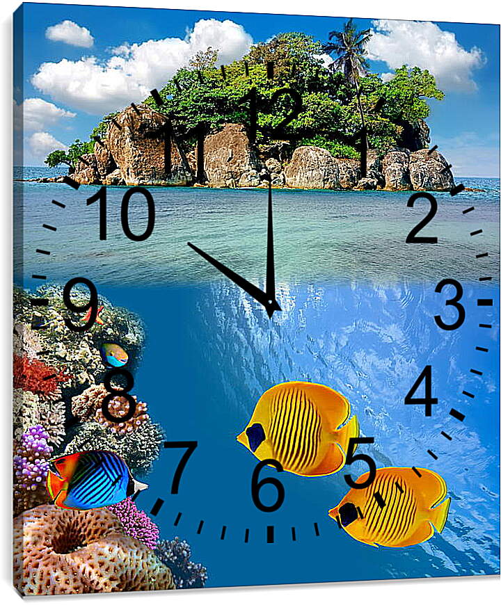 Часы картина - Две жолтые рыбки
