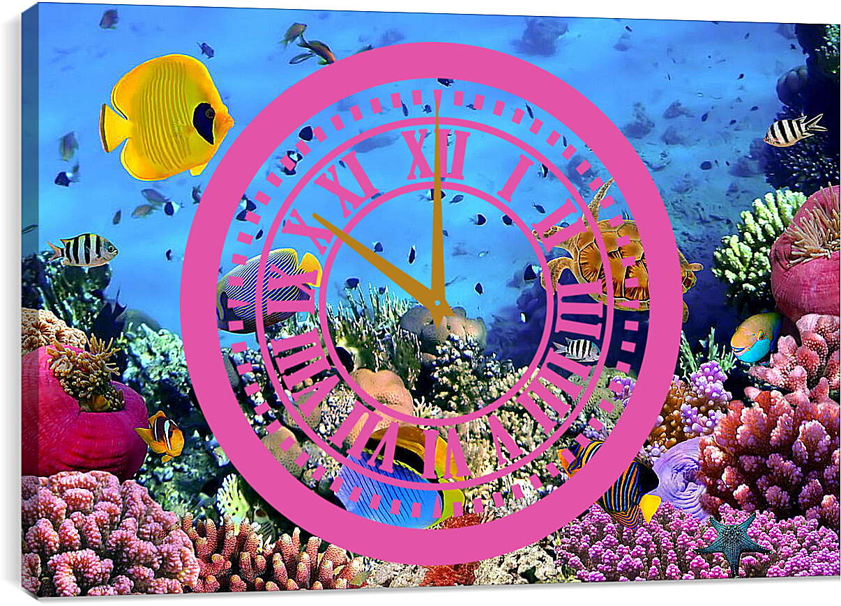 Часы картина - Много Рыб

