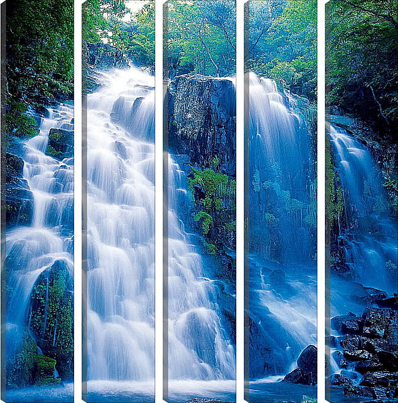 Модульная картина - Водопад в зелени
