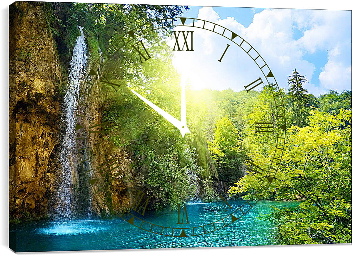 Часы картина - Чистый водопад
