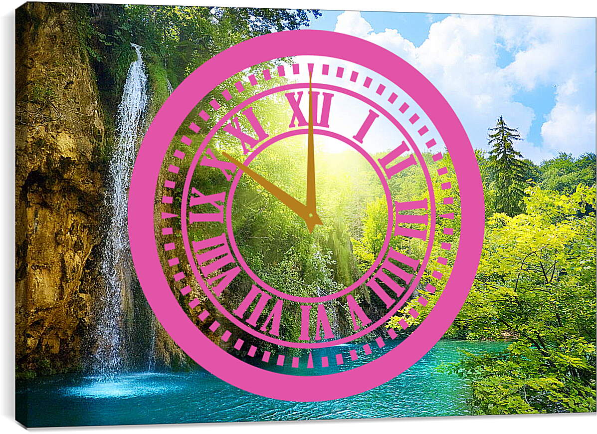 Часы картина - Чистый водопад
