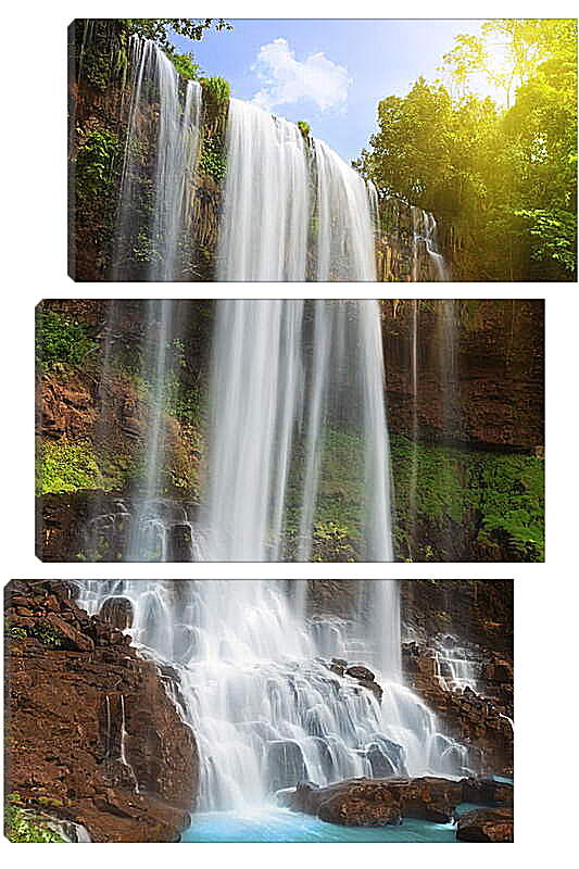 Модульная картина - Белый струи водопада
