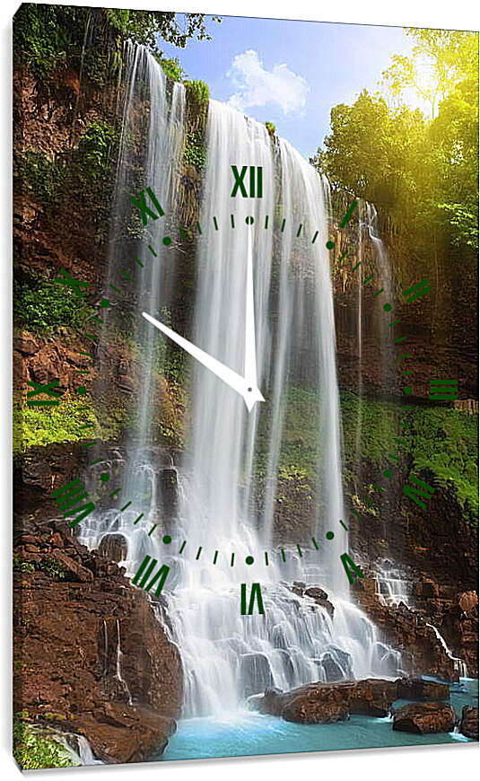 Часы картина - Белый струи водопада
