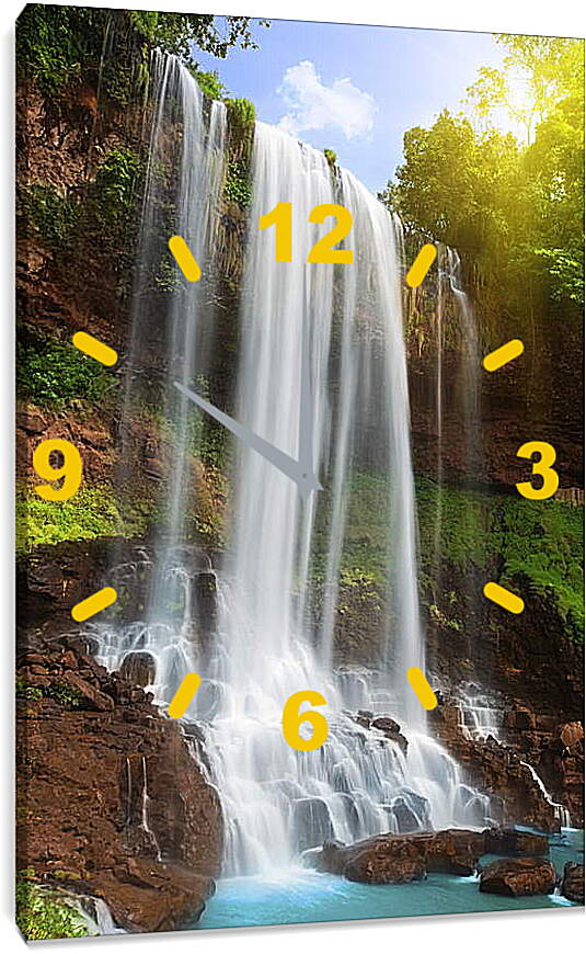 Часы картина - Белый струи водопада
