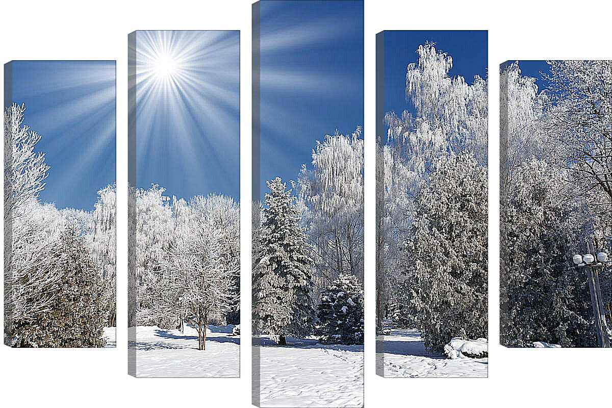 Модульная картина - Красивые деревья в снегу
