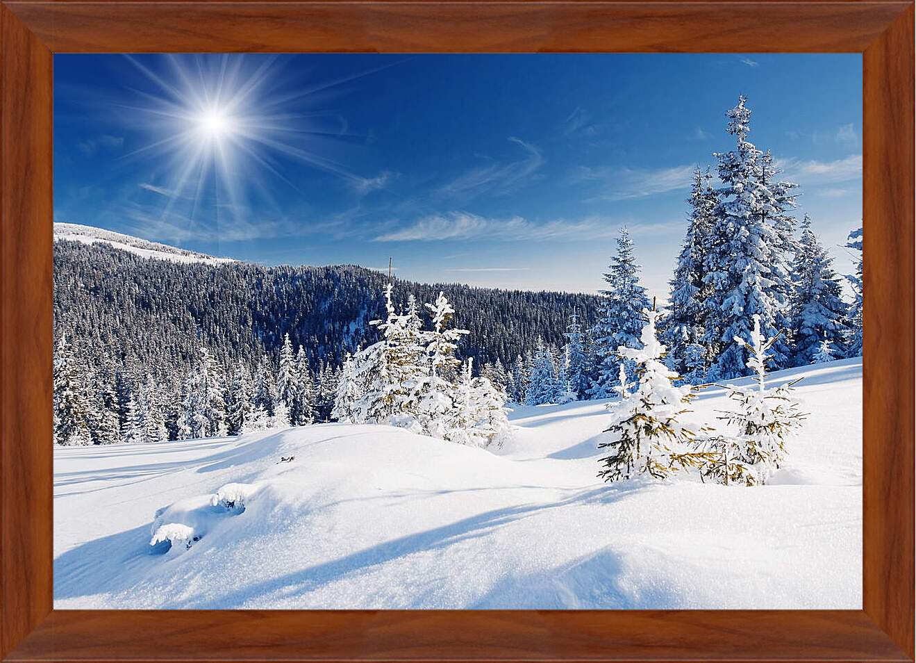 Картина в раме - Лес в снегу
