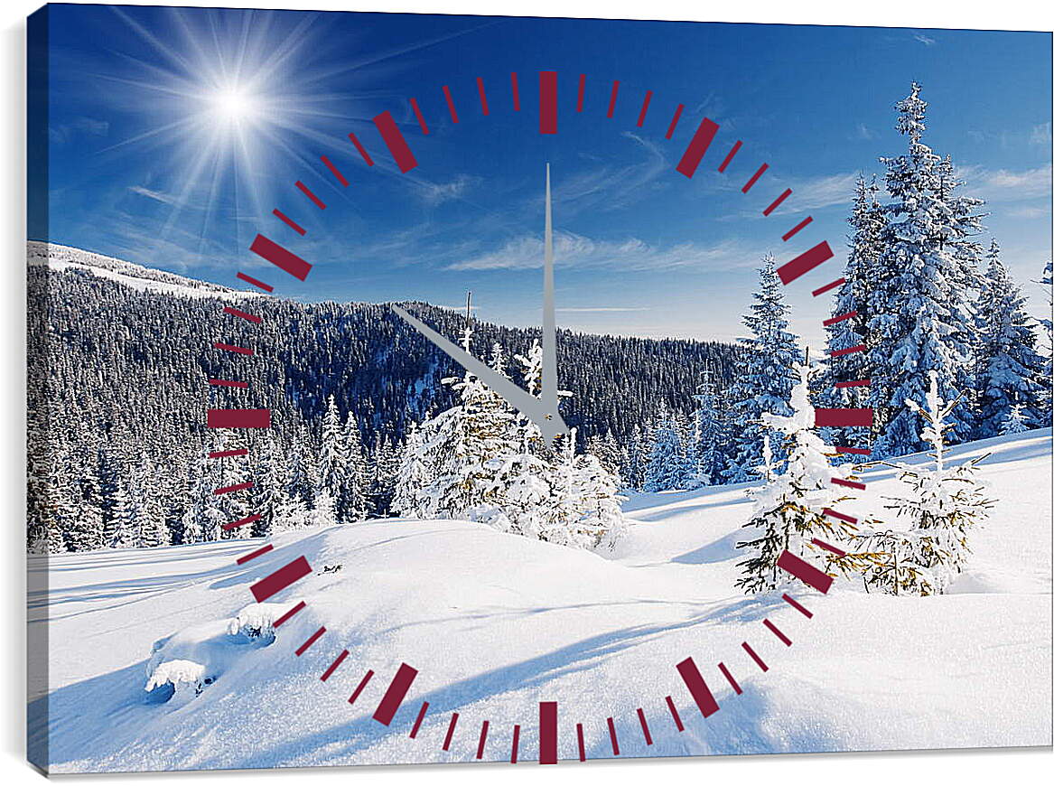 Часы картина - Лес в снегу
