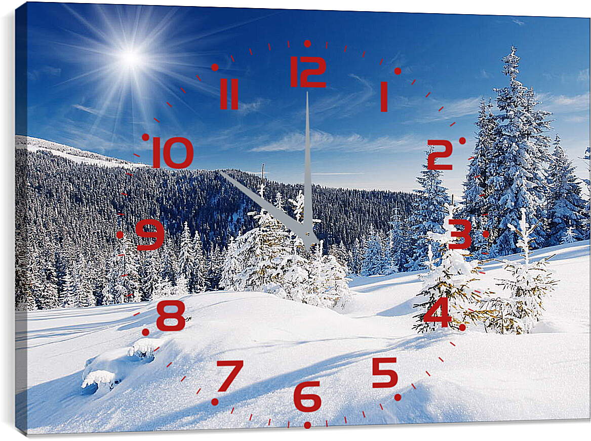 Часы картина - Лес в снегу
