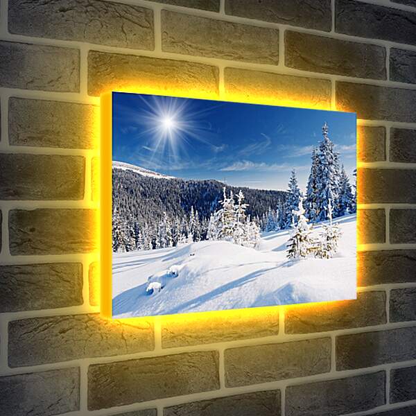 Лайтбокс световая панель - Лес в снегу
