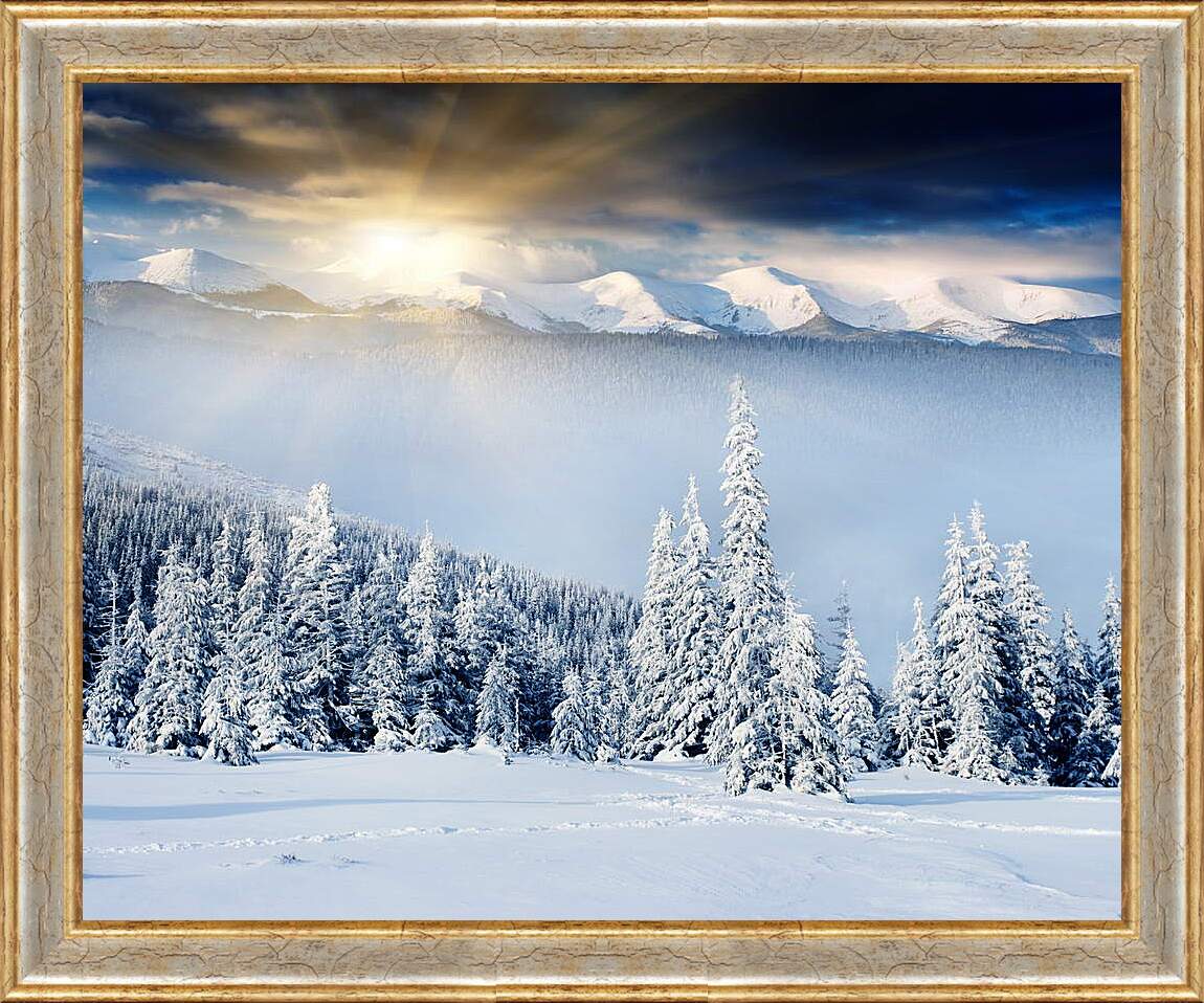 Картина в раме - Снежный восход
