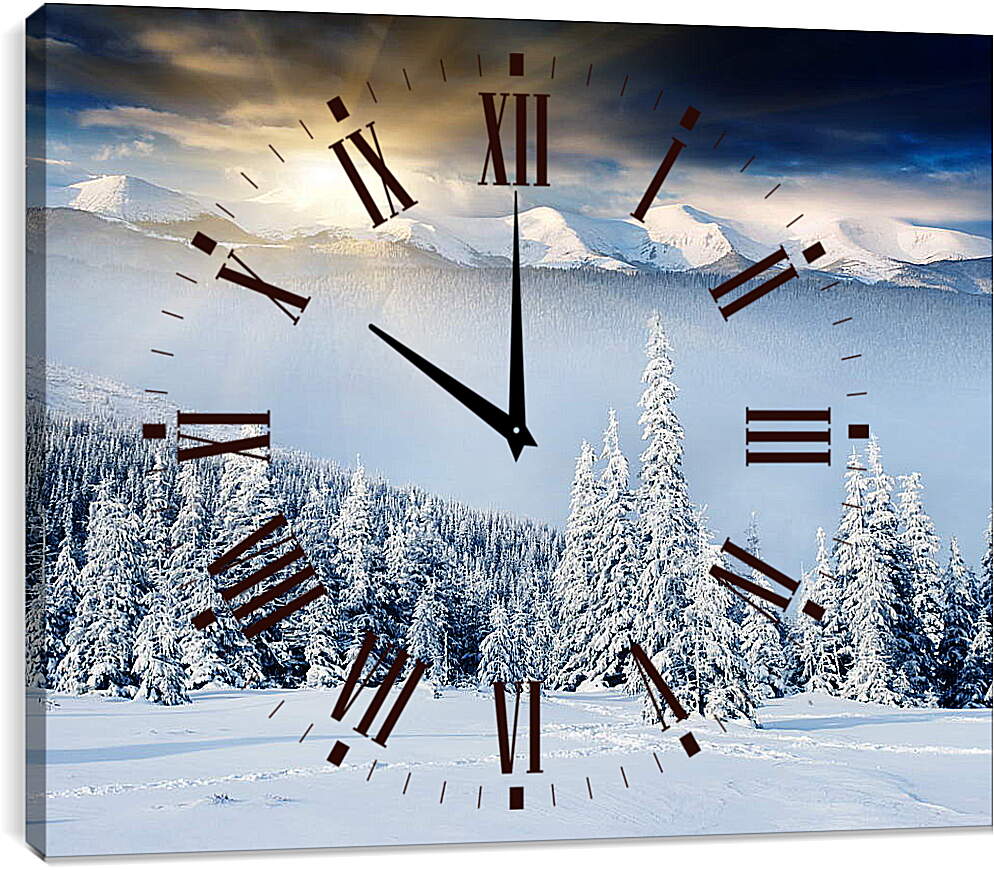 Часы картина - Снежный восход
