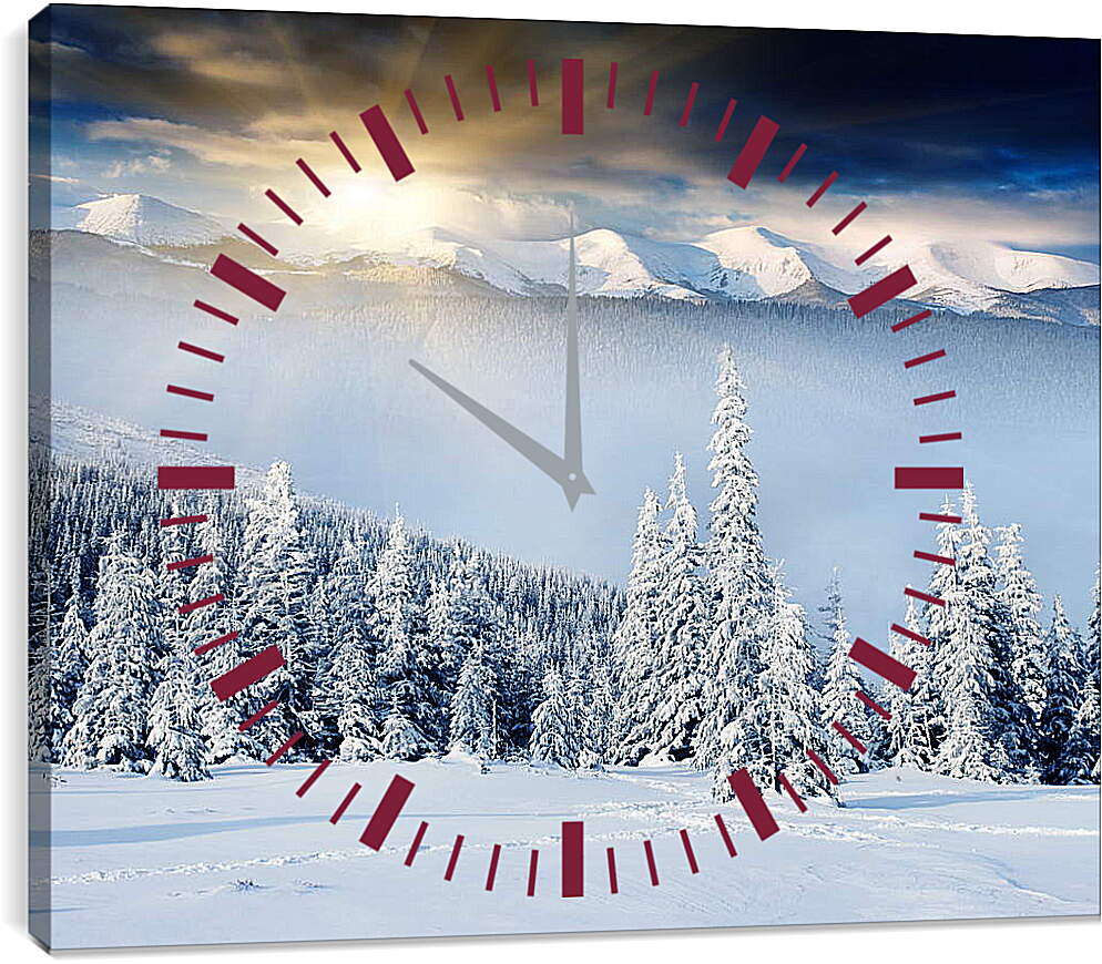 Часы картина - Снежный восход
