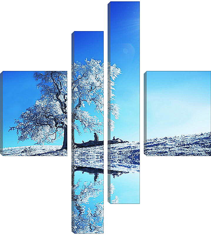 Модульная картина - Большое белое дерево

