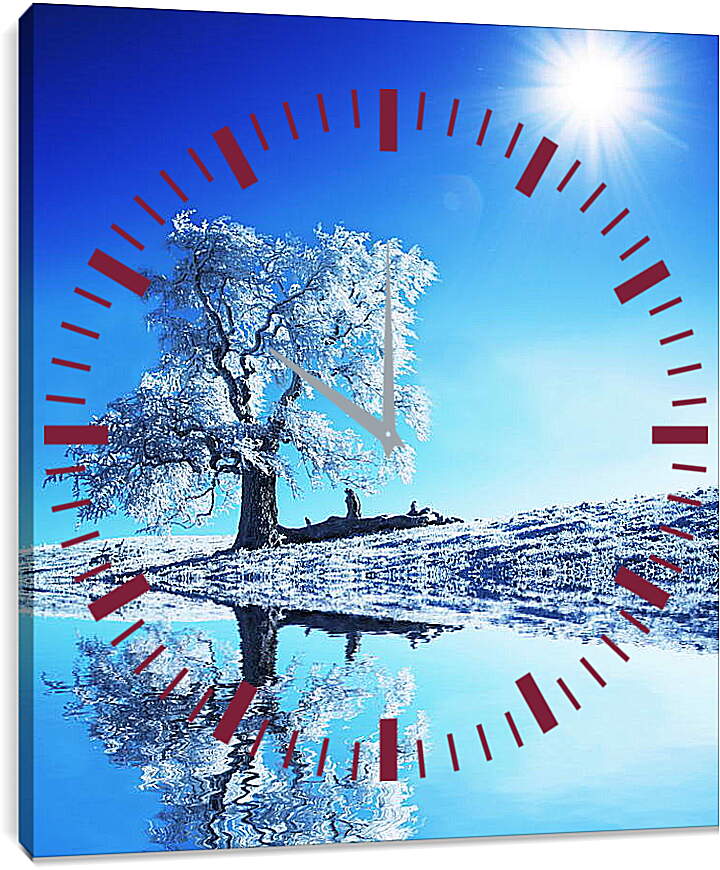 Часы картина - Большое белое дерево
