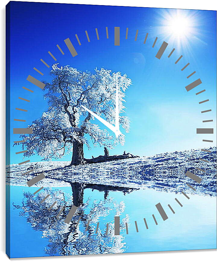Часы картина - Большое белое дерево
